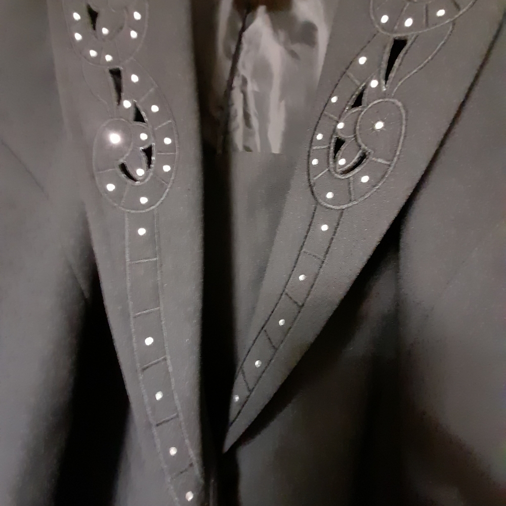 Rhinestones 2pc Black Jacket and skirt suit